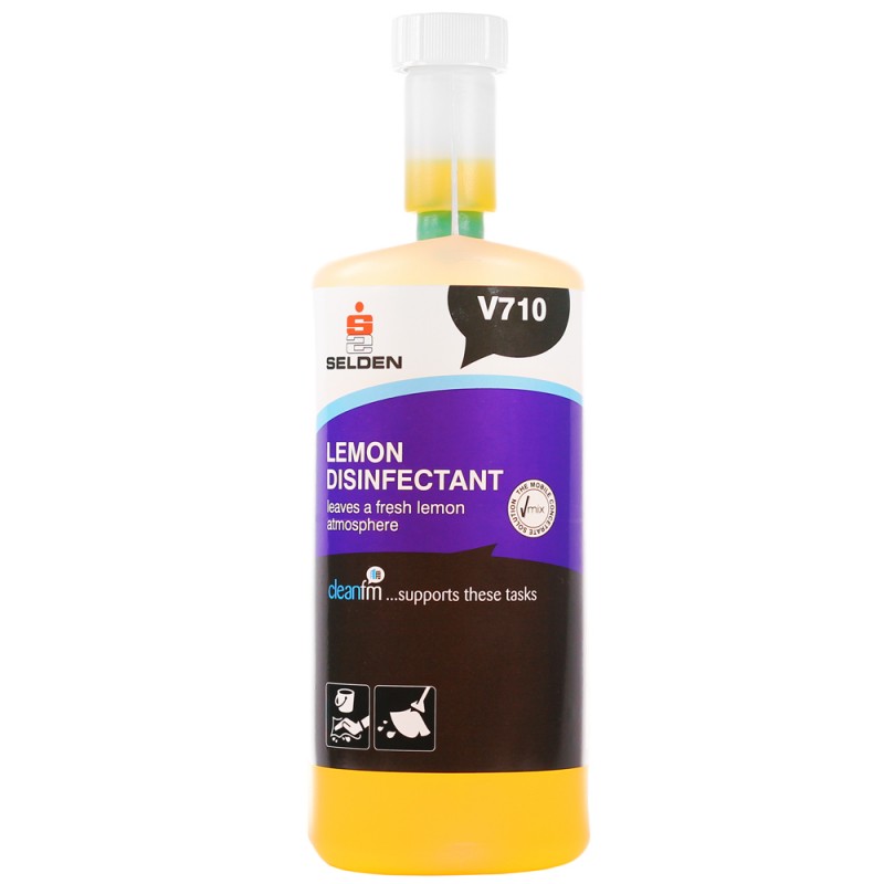 Selden V710 1L Lemon Disinfectant Cleaner (Kills 99.99% Bacteria)