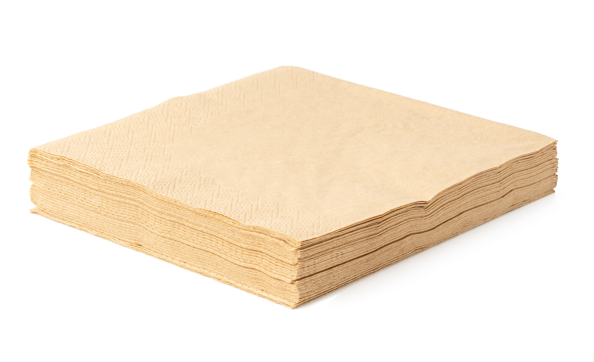 Purely Smile 2ply Brown Recycled 4/Fold 24x24 Napkins x 6000