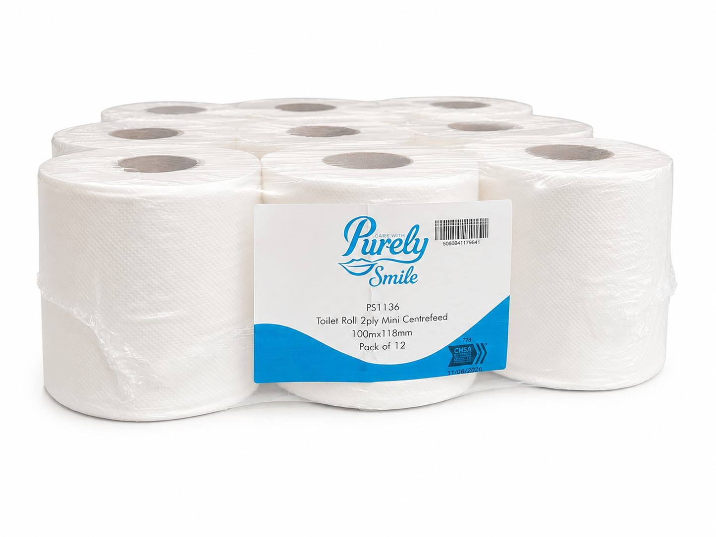Purely Smile Mini Centrefeed Toilet Tissue Pure Pack of 12