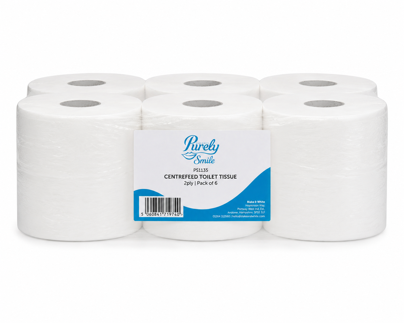 Purely Smile Centrefeed Toilet Tissue Pure 2ply Pack of 6