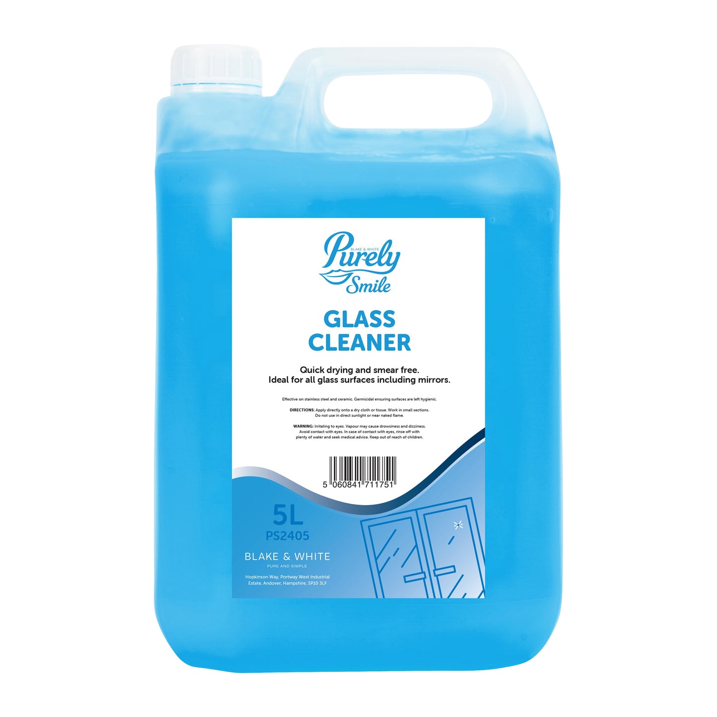 Purely Smile Glass & Stainless Steel Cleaner (5L) - Streak-Free Shine!