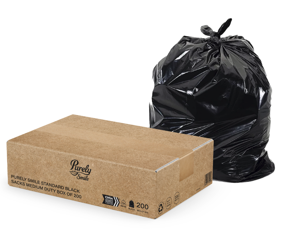 Purely Smile Standard Black Sacks Medium Duty Box of 200