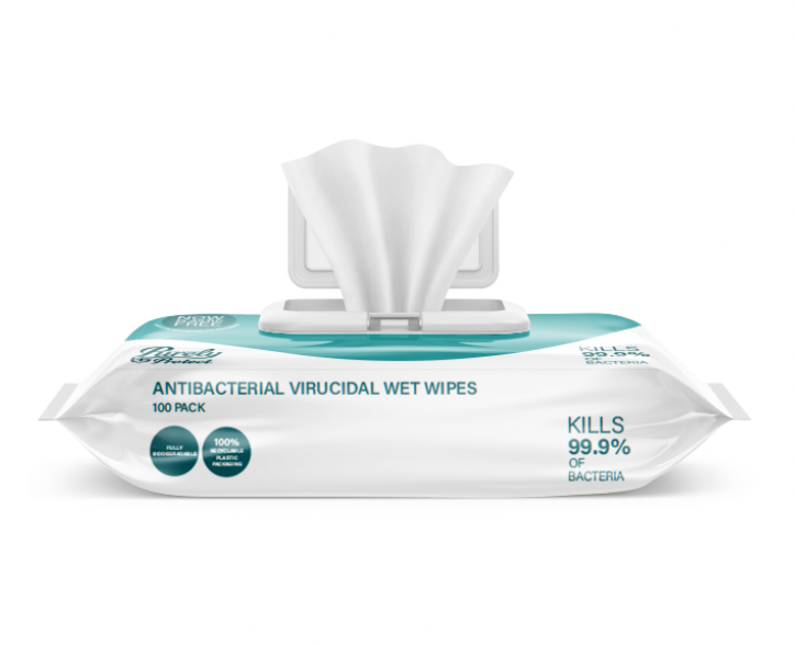 Purely Protect Plastic Free Antibacterial & Virucidal Wipes Pack of 100