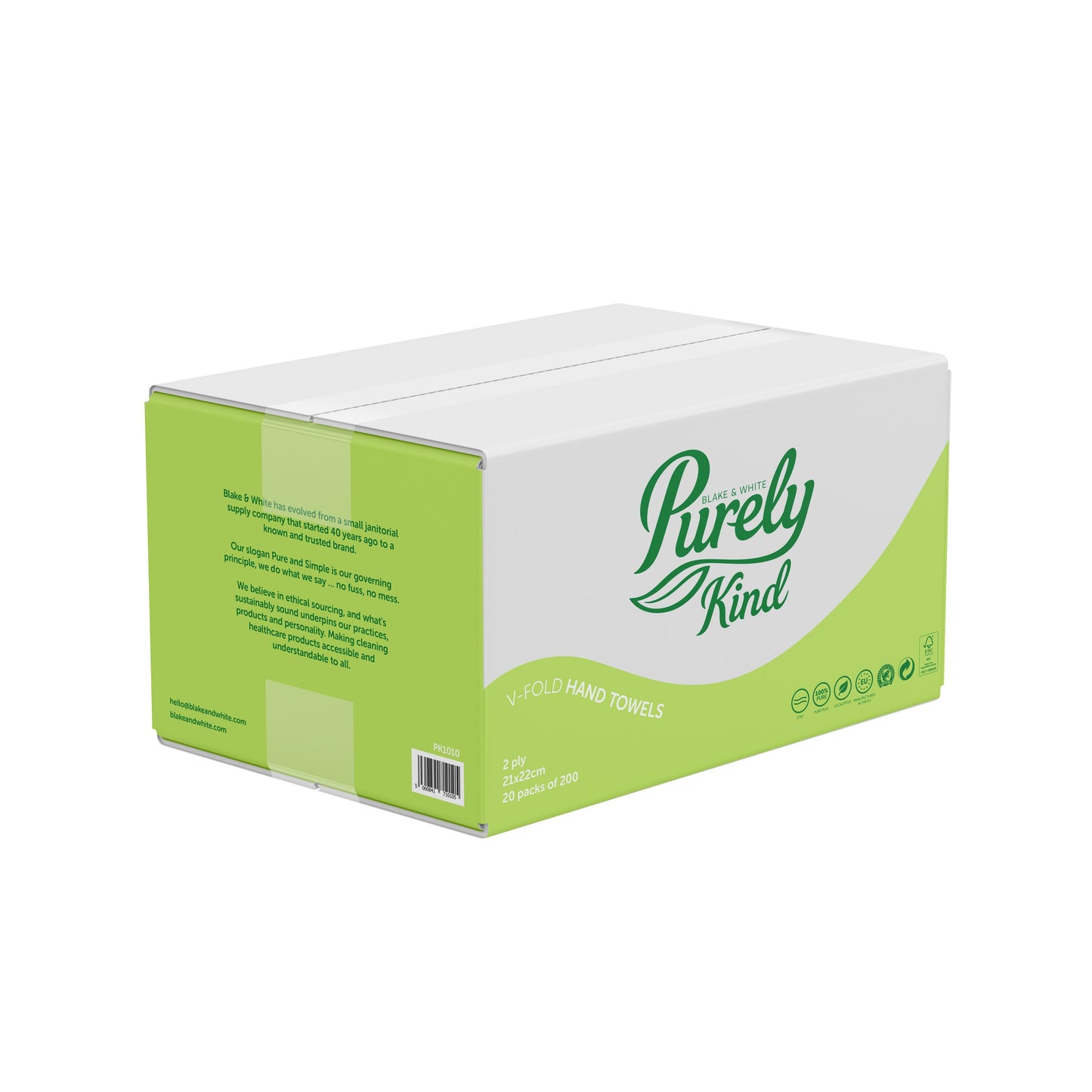 Purely Kind Hand Towels V Fold 2ply White Case of 4000