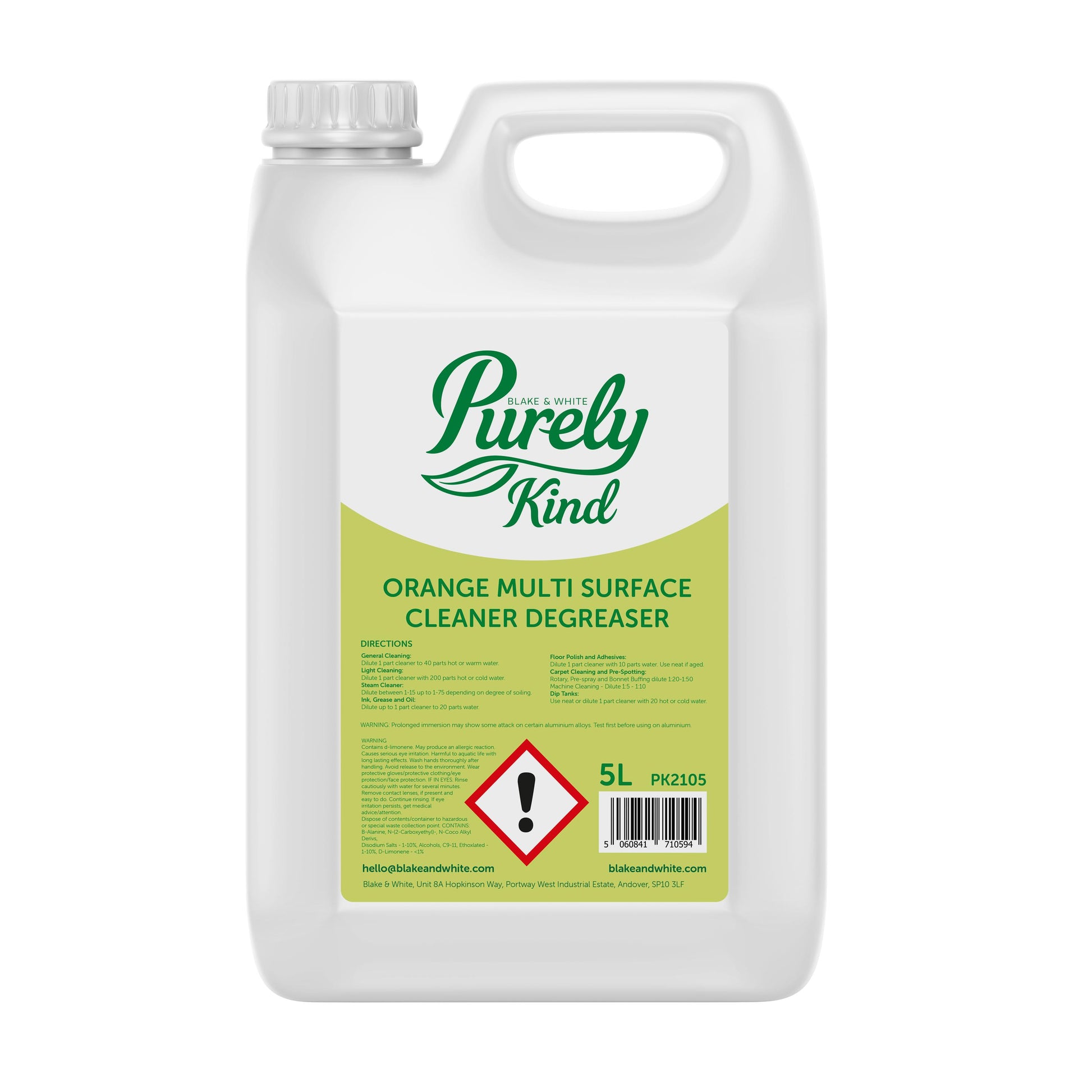 Purely Kind: 5L Orange Cleaner Concentrate (Multi-Surface, Degreaser)