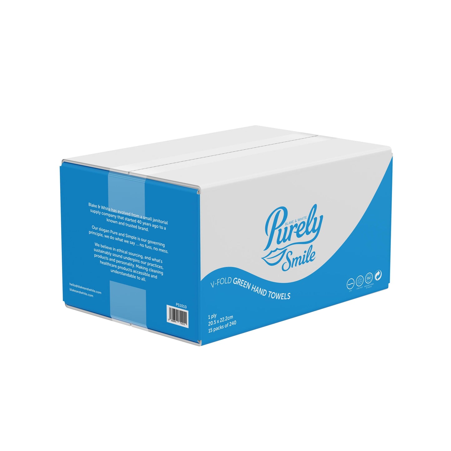 Purely Smile Hand Towels: Eco-Friendly Bulk (3600, 1-ply)