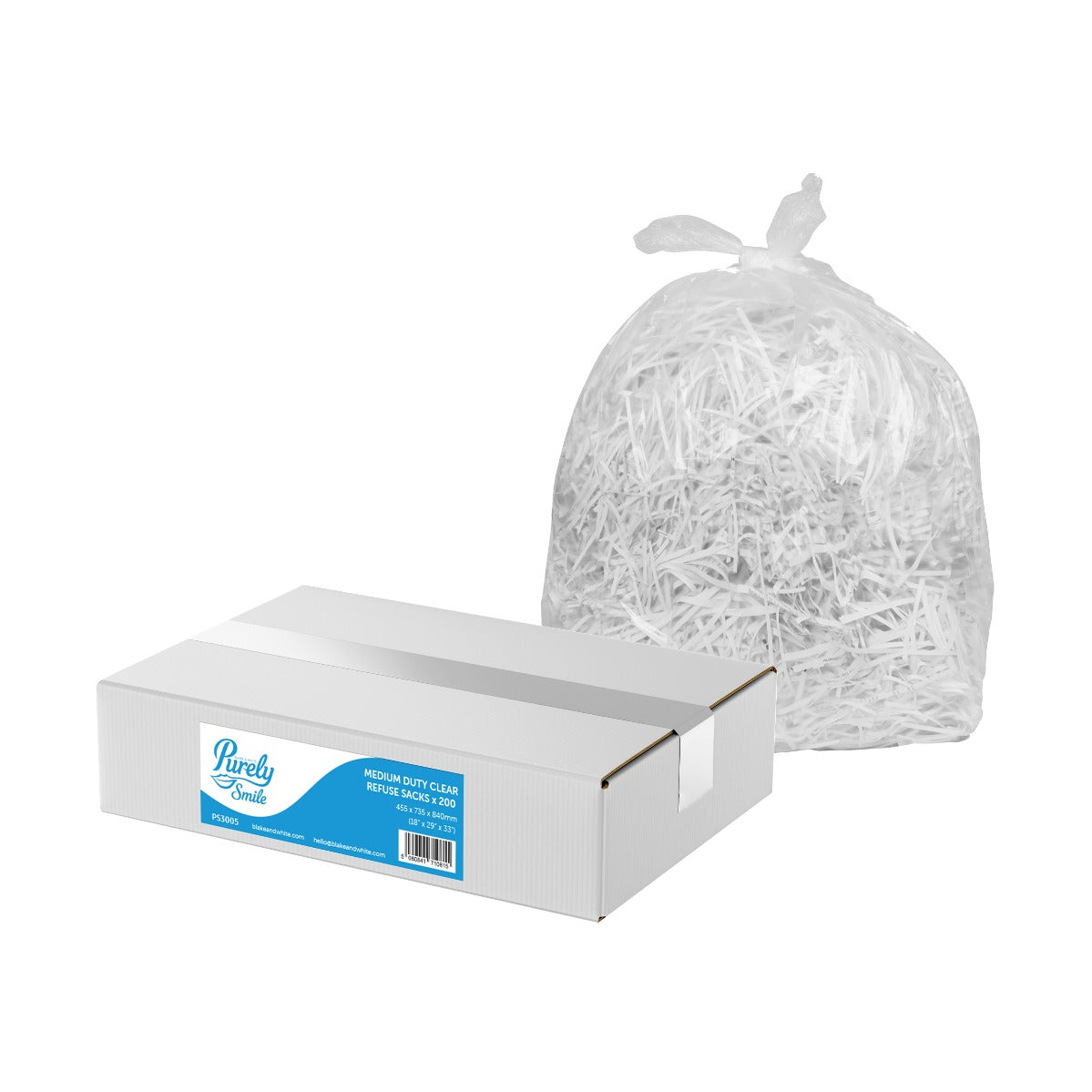 Purely Smile Clear Trash Bags: Bulk Box (200, Medium Duty)