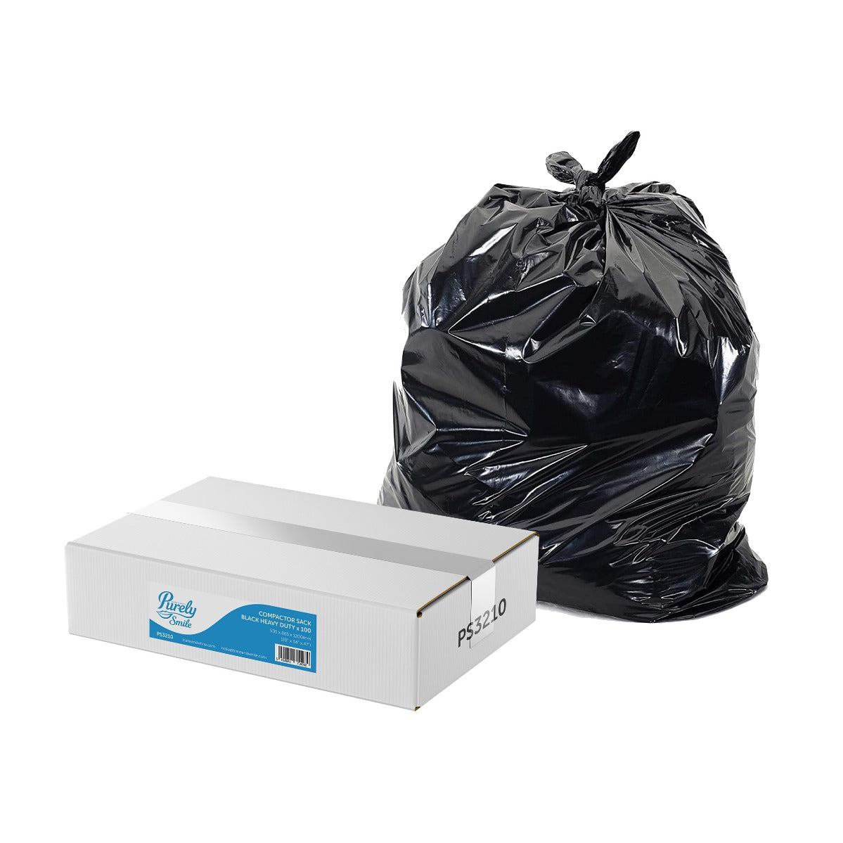 Purely Smile Heavy Duty Compactor Sacks (100 Pack) - Black