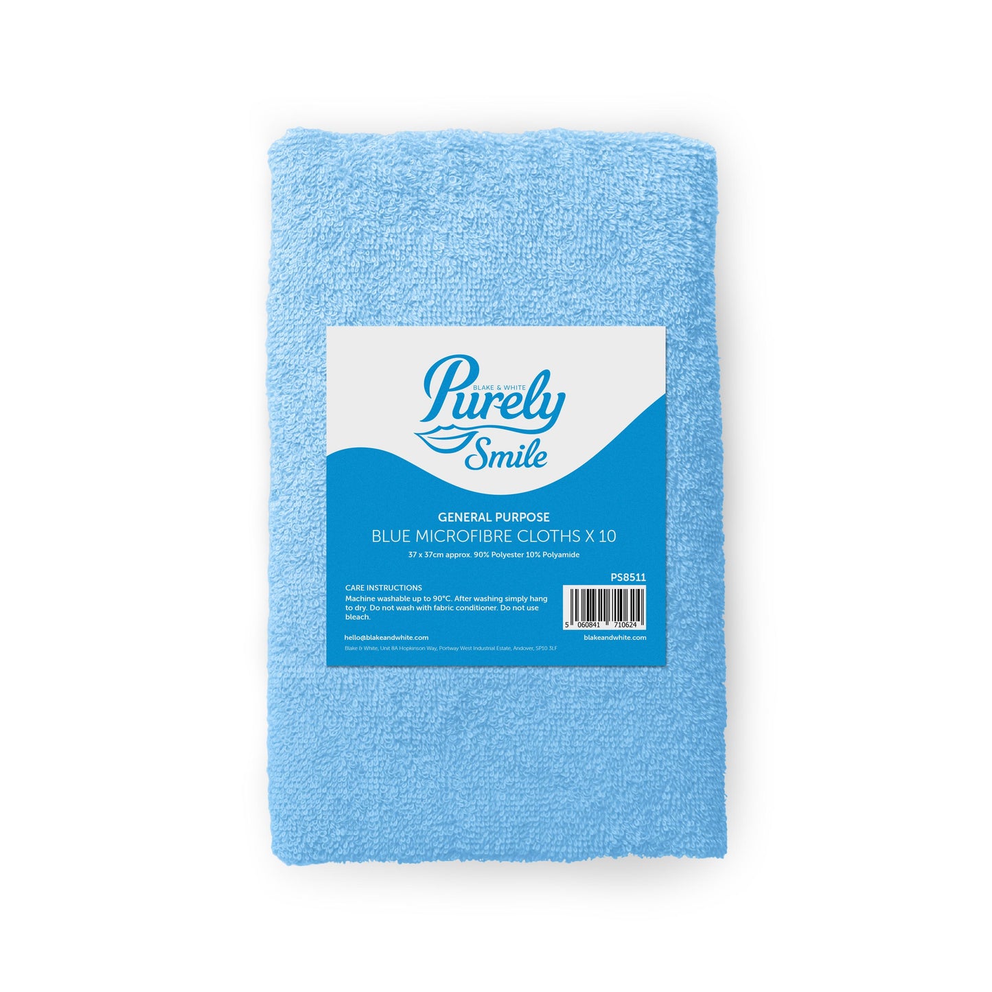 Purely Smile Microfiber Cloths (10 Pack, Blue) - Clean Like a Dream!