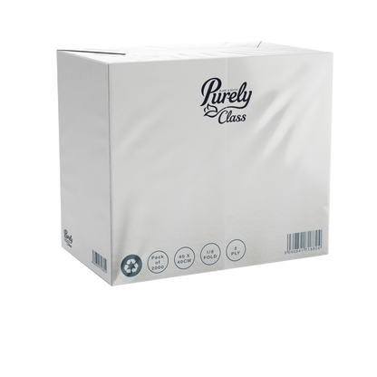 Purely Class 2ply White 40 x 40 8/Fold Napkins Case of 2000