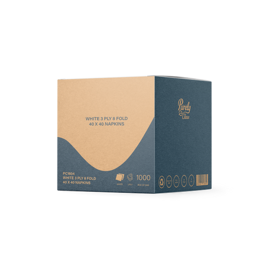 Purely Class 3ply White 8/Fold Napkin Case of 1000