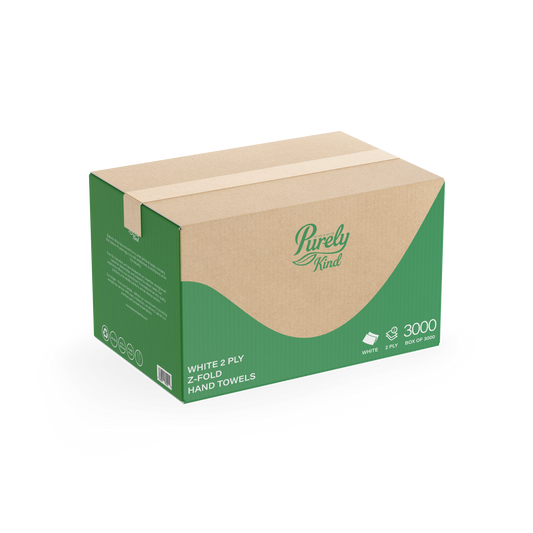 Purely Kind Hand Towels Z Fold 2 Ply White 3000 Flushable