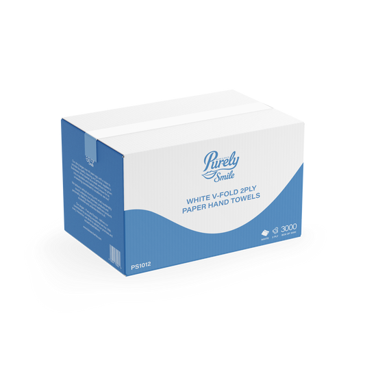 Purely Smile Hand Towels V Fold 2ply White Case of 3000