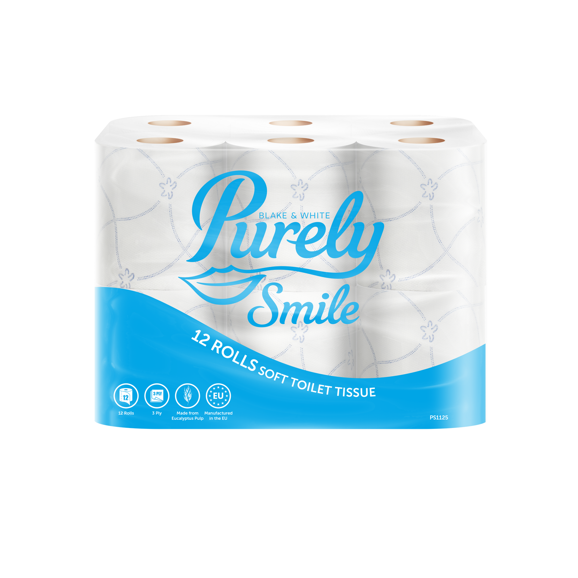 Purely Smile Toilet Paper (12 Pack): Ultra-Soft, 3-Ply Rolls