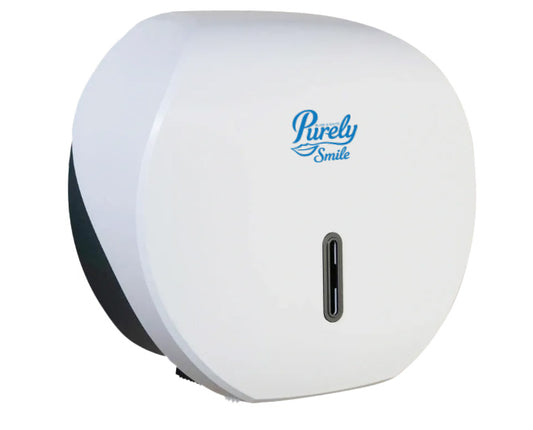 Purely Smile Mini Jumbo Toilet Roll Plastic Dispenser White