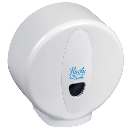 Purely Smile Mini Jumbo Toilet Roll Plastic Dispenser White