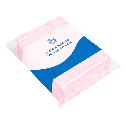 Purely Smile Multipurpose Wiping Cloths Red Pack of 50