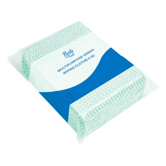 Purely Smile Multipurpose Wiping Cloths Green Pack of 50