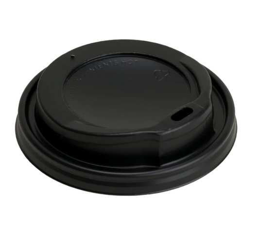 Purely Smile 80mm (8oz) Black Plastic Sip Lids Case of 1000