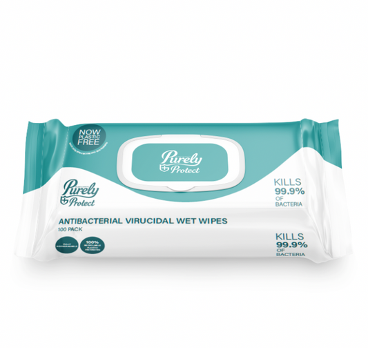Purely Protect Plastic Free Antibacterial & Virucidal Wipes Pack of 100