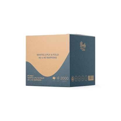 Purely Class 2ply White 40 x 40 8/Fold Napkins Case of 2000
