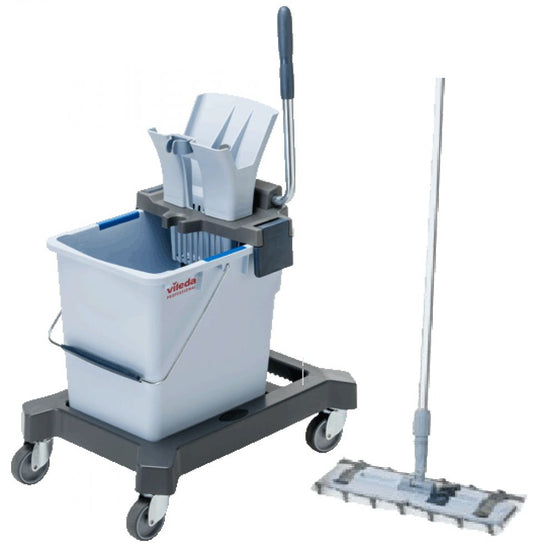 Purely Smile Flat Mop: Effortless Cleaning, Complete Kit (Bucket & Wringer)