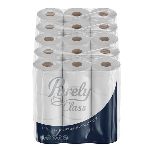 Purely Class Toilet Roll 3ply Supersoft Quilted Pack x 63