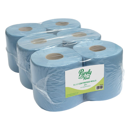 Purely Kind Centrefeed Rolls 2ply 100m Blue Pack of 6