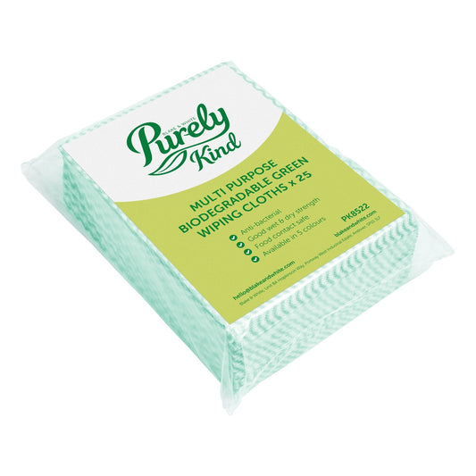 Purely Kind Eco Multipurpose Wiping Cloths Green Pack of 25