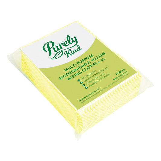 Purely Kind Eco Multipurpose Wiping Cloths Yellow Pack of 25
