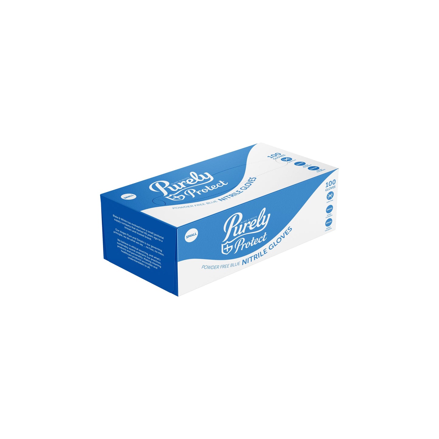 Purely Protect Nitrile Gloves Blue Small Box of 100
