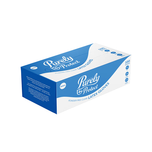 Purely Protect Latex Gloves Clear Medium Box of 100