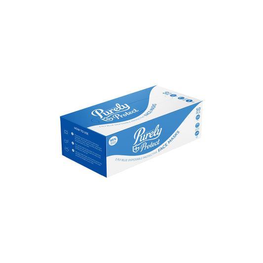 Purely Protect 3ply Blue Standard Type 1 Face Mask Box of 50