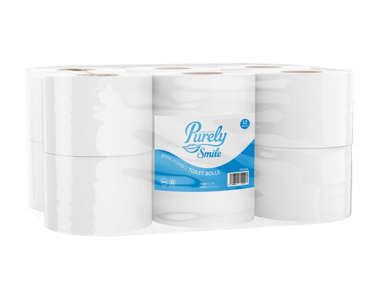 Purely Smile Toilet Paper: Mega-Roll (150m, 2-Ply) Bulk Pack (12 Rolls)