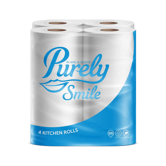 Purely Smile Kitchen Rolls (4 Pack): Strong, Absorbent, 2-Ply (10m)