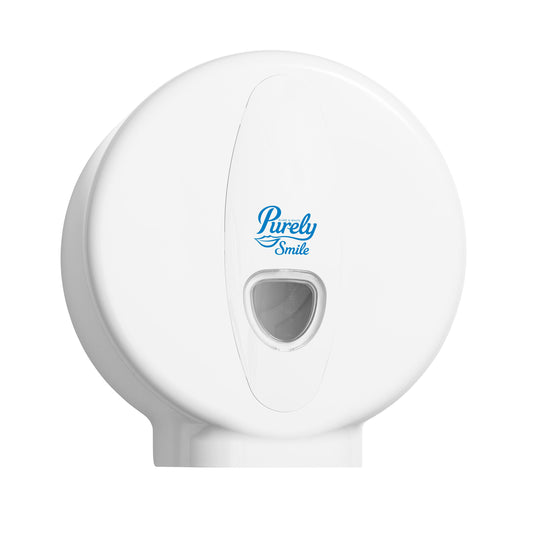 Purely Smile Mini Jumbo Toilet Roll Plastic Dispenser White