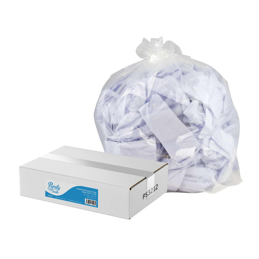 Purely Smile Heavy Duty Compactor Sacks (100 Pack) - Clear & Eco-Friendly