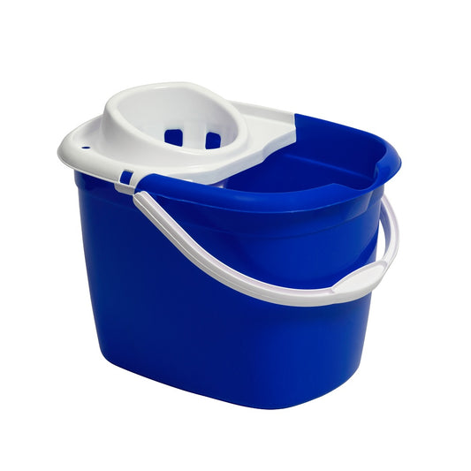 Purely Smile Plastic Mop Bucket with Wringer 15 Litre Blue