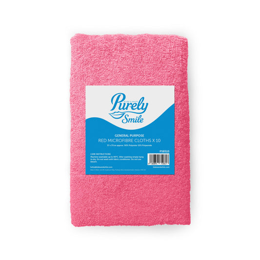 Purely Smile Microfibre Cloths Red Pack of 10