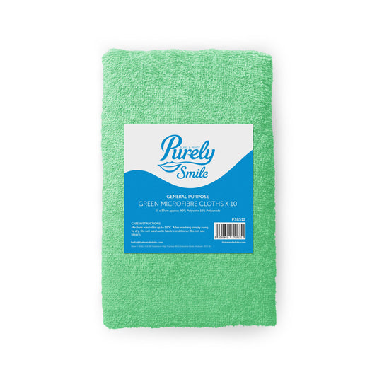 Purely Smile Microfiber Cloths (10-Pack Green) - Streak-Free Cleaning