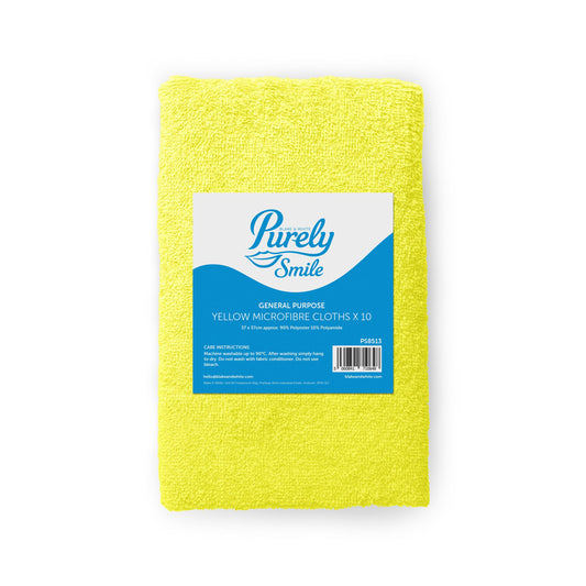 Purely Smile Microfiber Cloths (Yellow, 10 Pack) - Ultra Absorbent!