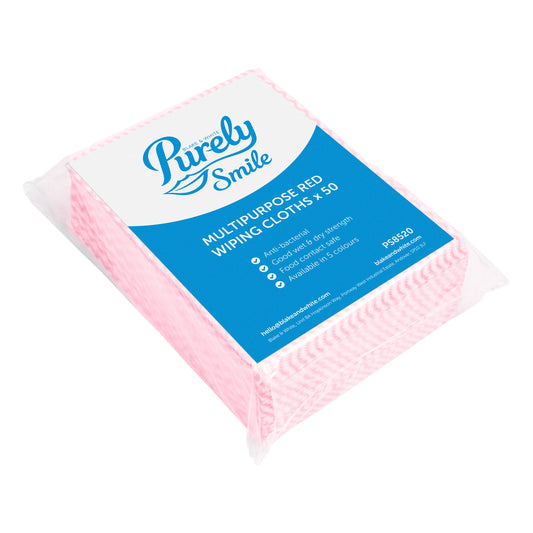 Purely Smile Multipurpose Wiping Cloths Red Pack of 50