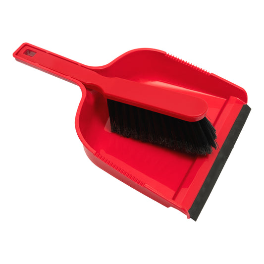 Purely Smile Red Dustpan & Brush Set (Durable Plastic)