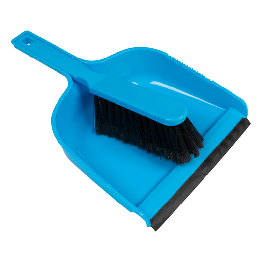 Purely Smile Blue Dustpan & Brush Set (Durable Plastic)