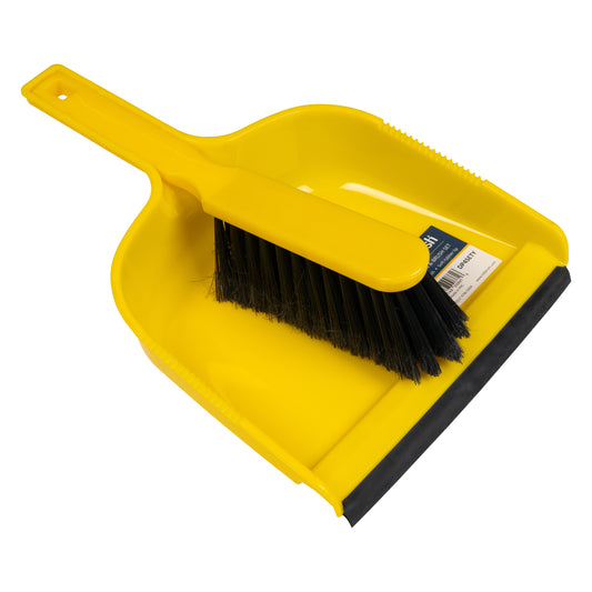 Purely Smile Dustpan & Brush Set (Sunny Yellow, Durable Plastic)